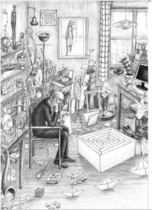 Albin Zauner - Das Labyrinth am Ende der Tage (7 Zeichnungen aus einer Graphic Novel)